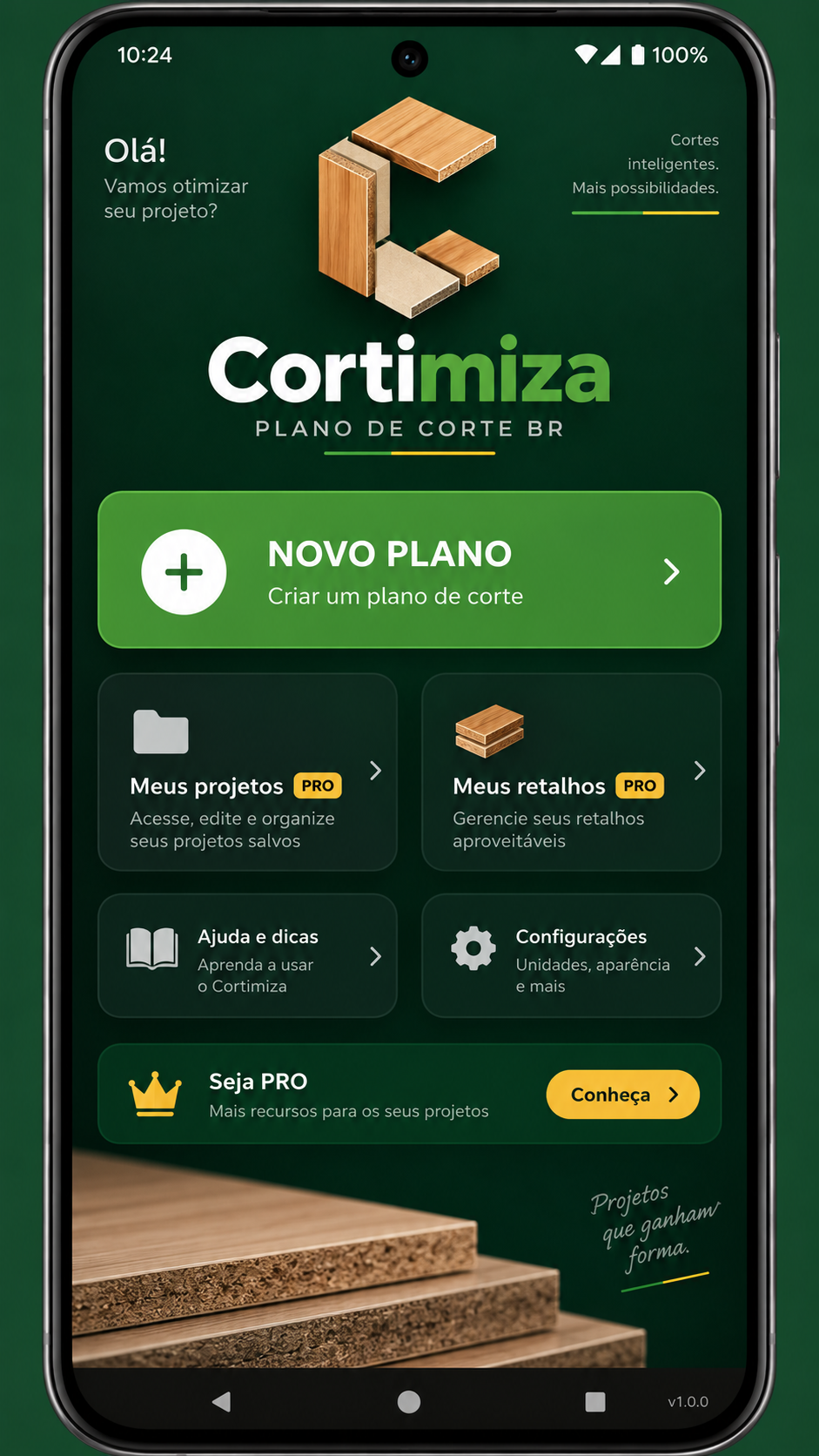 Tela do aplicativo Cortimiza